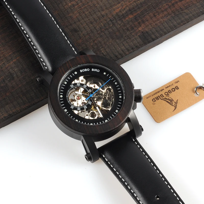 Wood Watch Men Vintage Bronze Skeleton for BOBO BIRD