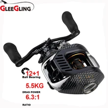 GLEELING 12+ 1BB baitcasing катушка 6,3: 1 соотношение левая/правая рука лодка приманка литые Рыболовные катушки с магнитом тормоза Pesca