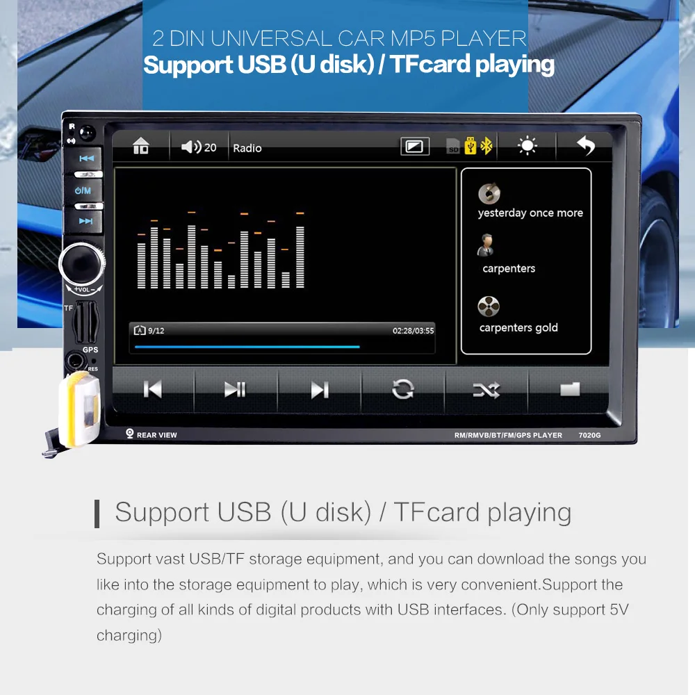 Flash Deal 7020G Car MP5 Player 7" Touch Screen In Dash Bluetooth Car Stereo Radio MP5 Player Support FM USB SD Aux Rear View Camera Input 5 Flash Deal 7020G Car MP5 Player 7" Touch Screen In Dash Bluetooth Car Stereo Radio MP5 Player Support FM USB SD Aux Rear View Camera Input 5