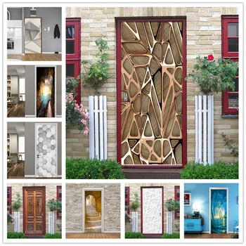 

Geometric Lines Stickers on Doors DIY Self-adhesive Sticker Door Decorating Waterproof Wallpaper Home Design Decals deursticker