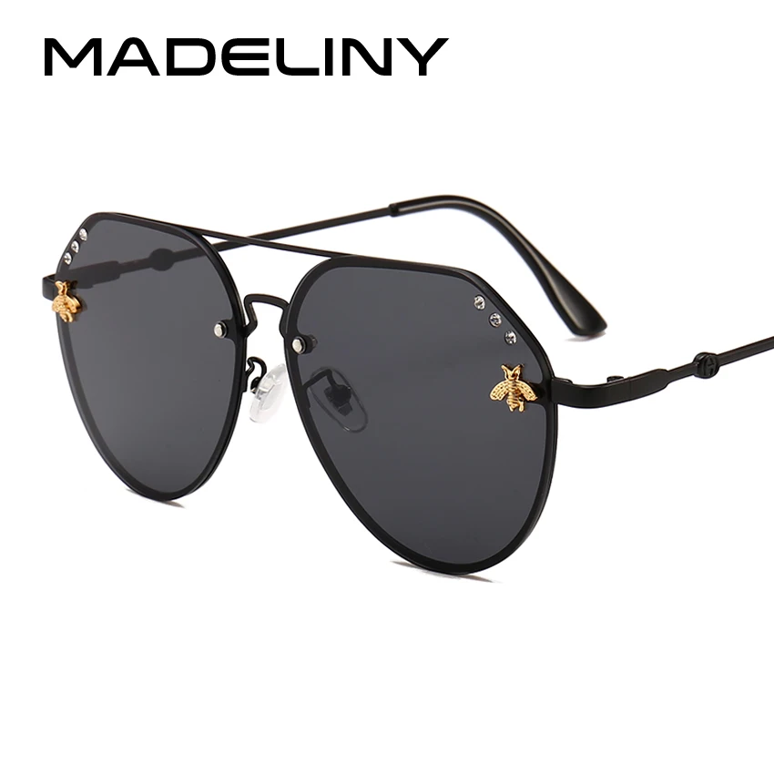 MADELINY модные женские туфли Овальный солнцезащитные очки Брендовая Дизайнерская обувь роскошный Diamante металлический Винтаж женские солнцезащитные очки MA291
