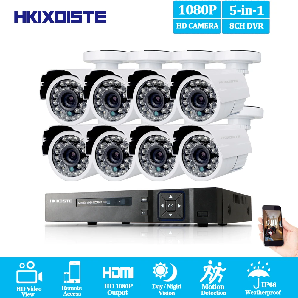 

Home Security Camera System 8ch CCTV System 1080P 2.0MP HD Outdoor Camera Surveillance Kit 8ch DVR 1080P HDMI Video Output