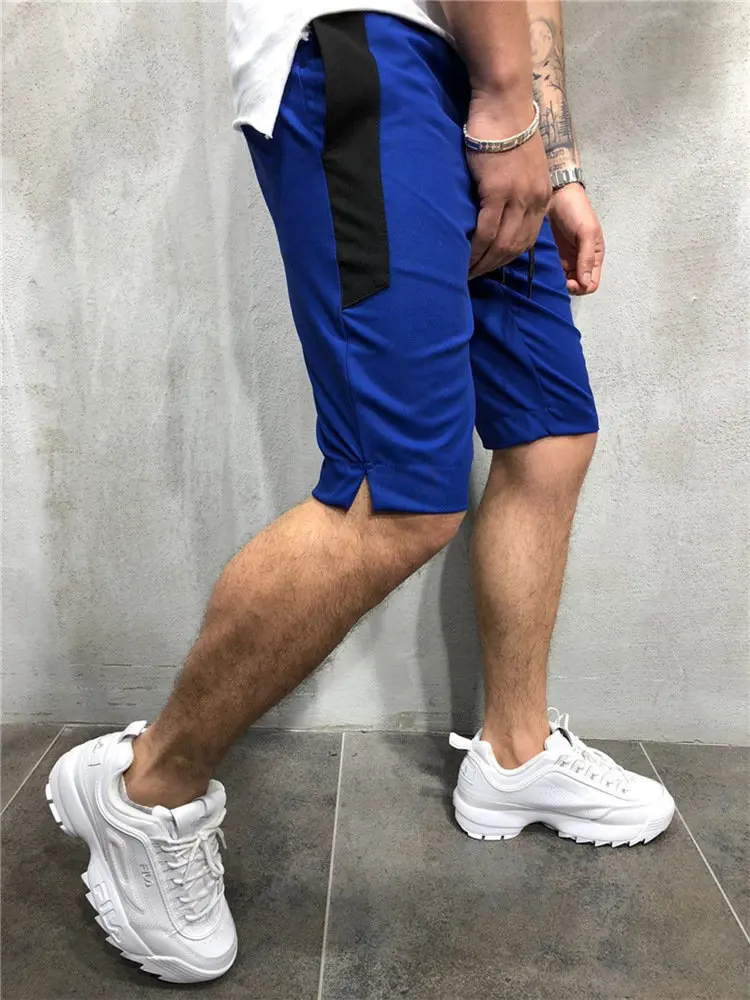 Мужская для спортзала шорты для фитнеса Бег Трусцой спортивные Свободные повседневные шорты для фитнеса Бодибилдинг спортивная одежда мужские укороченные шорты - Цвет: blue