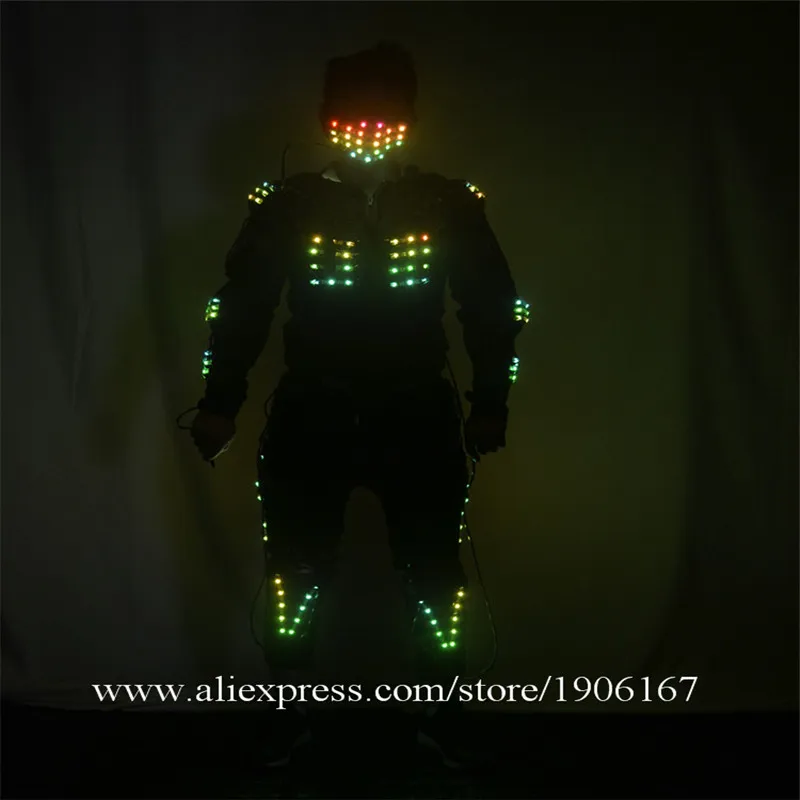 New arrived RGB color LED armor LED Suits Robot Costume LED Luminous Clothing For Night Clubs Party KTV01