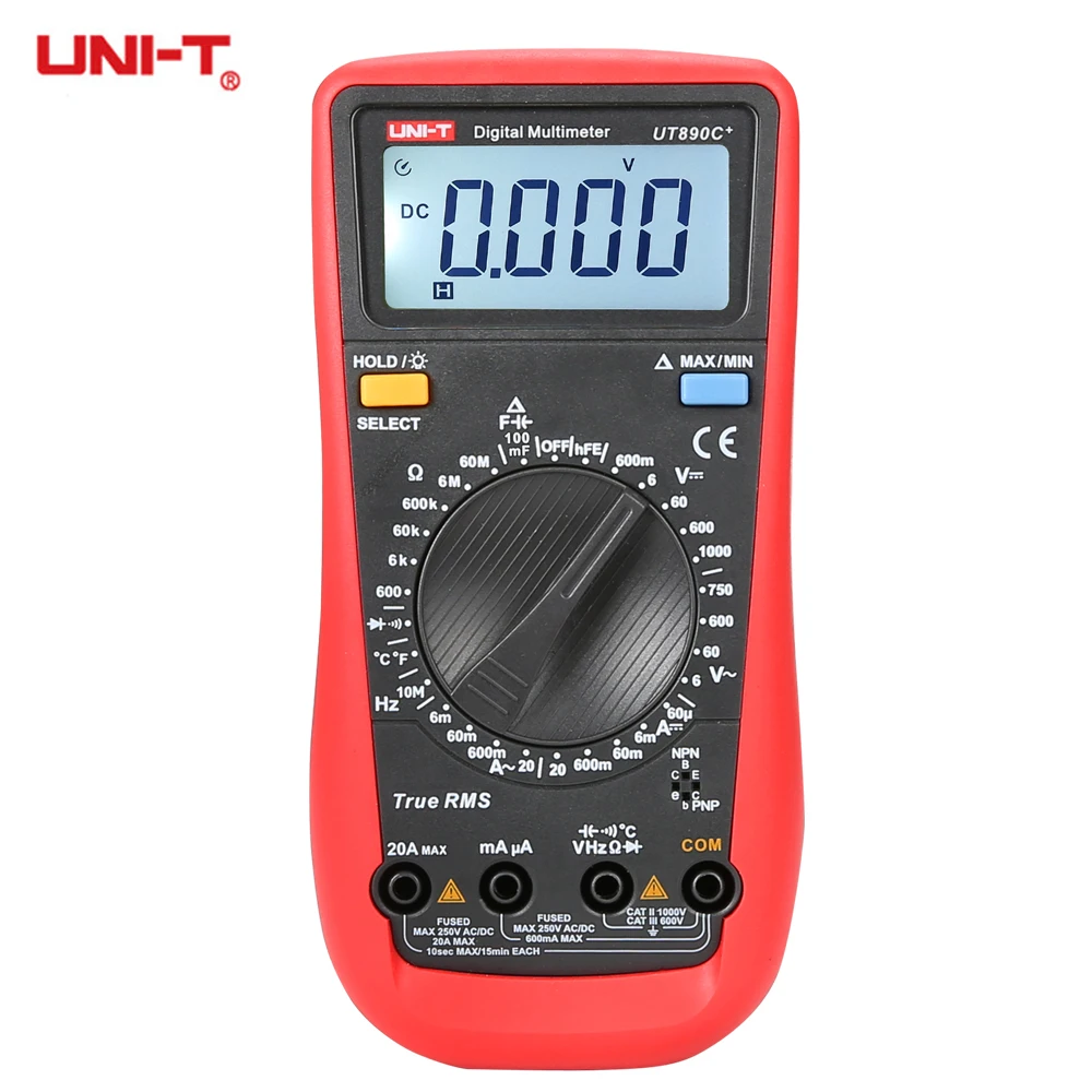 

UNI-T UT890C+ True RMS Digital Multimeter DMM C/F Temperature Capacitance Frequency Multi Meter Diode Tester Measure Instrument