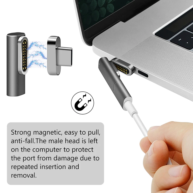 Магнитный usb type-C адаптер USB 3,1 с прямым углом 10 ГБ/сек. PD 100W быстрая зарядка Совместимость с MacBook Pro/Pixelbook/Matebook
