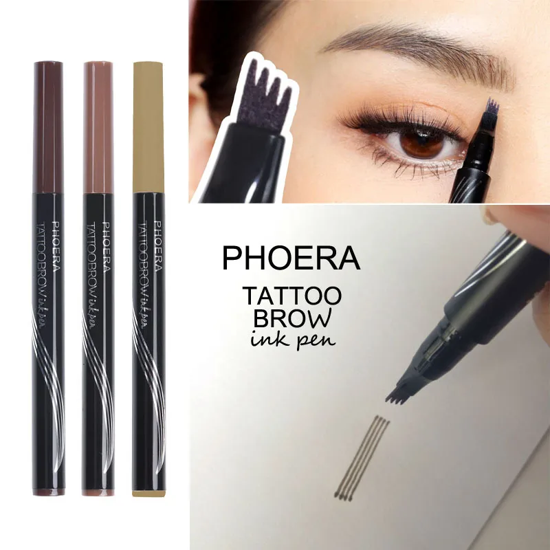 PHOERA Microblading бровей Тату Pen Водонепроницаемый вилка Совет карандаш для бровей тонкой жидкость для зарисовок хна для бровей татуировка перо