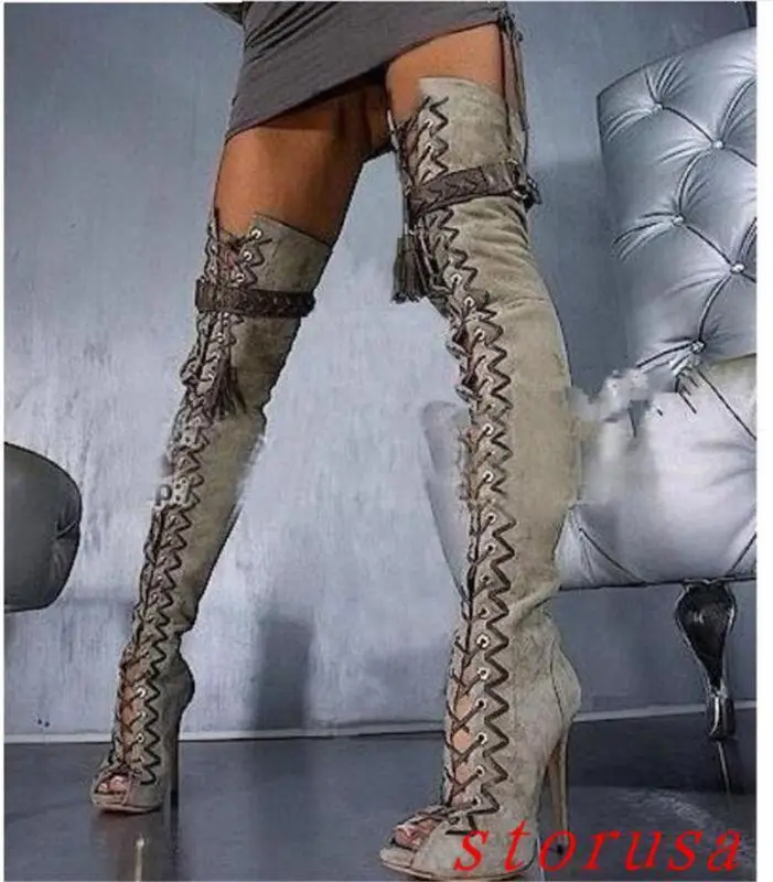 

Women Super High Heel Over Knee High Boots Peep Toe Clubwear dancing Shoes New C10