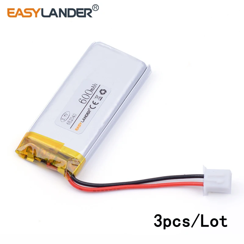 3 шт./лот XHR-2P 2 54 600 мАч 652040 7 в литий-ионный полимерный аккумулятор Bluetooth MP3