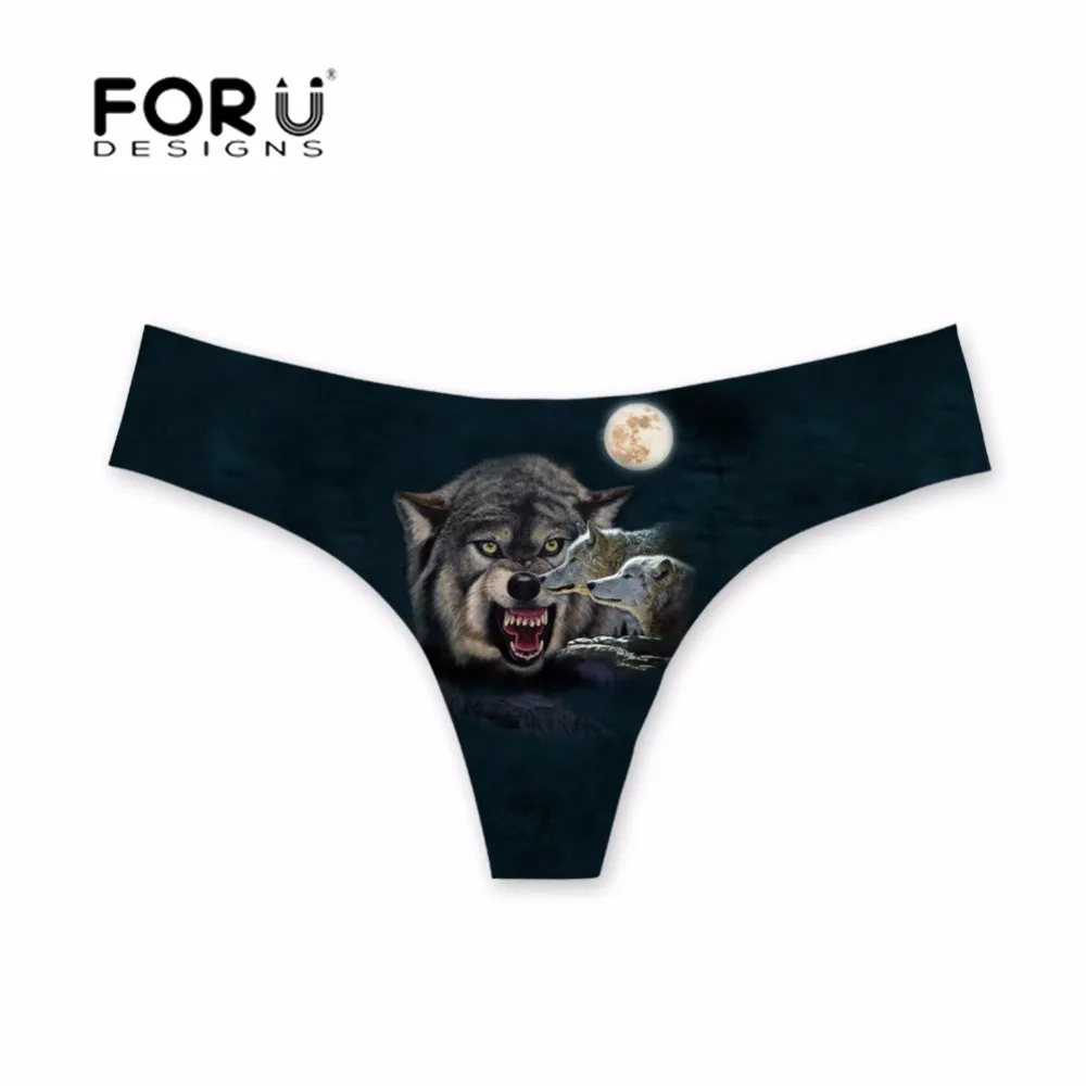 

FORUDESIGNS Sexy Brazilian Bikini Bottoms Thong Swimsuit Cool Wolf 3D Printed Swimming Trunks Women Tankini Swimsuits Swimwear