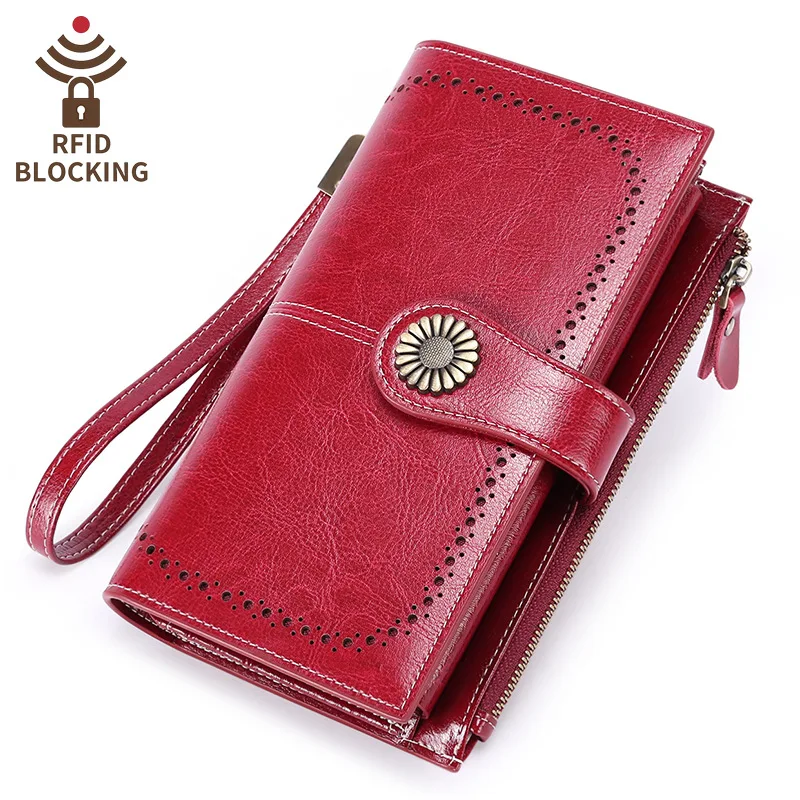 

SENDEFN Long Genuine Leather Women Wallet Female Clutch Bags Cow Leather Coin Purse Credit Card Holder Good QualIty Fashion