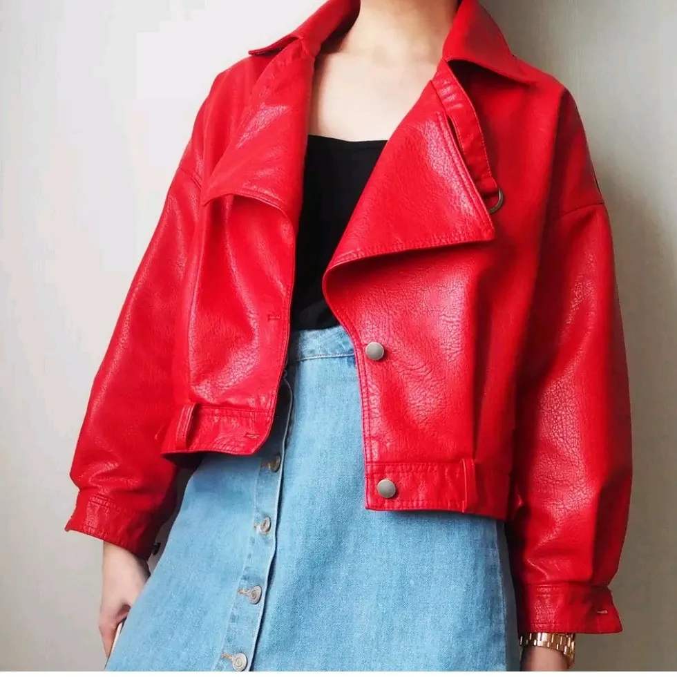 

2018 New Fashion Women Casual Loose Soft Faux Leather Jackets Lady Boyfriend BF Free Style PU Batwing Sleeve Coats Streetwear