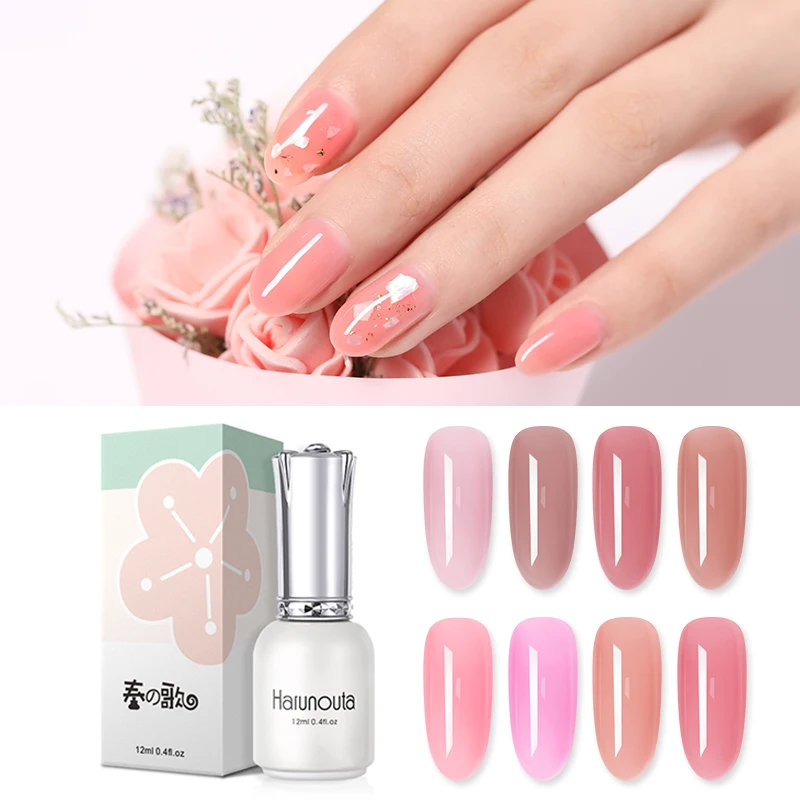 

Harunouta 12ml Pink Color Gel Nail Polish Nail Art Soak Off Need UV LED Lamp Natural Resin Gel Varnish Manicure Design