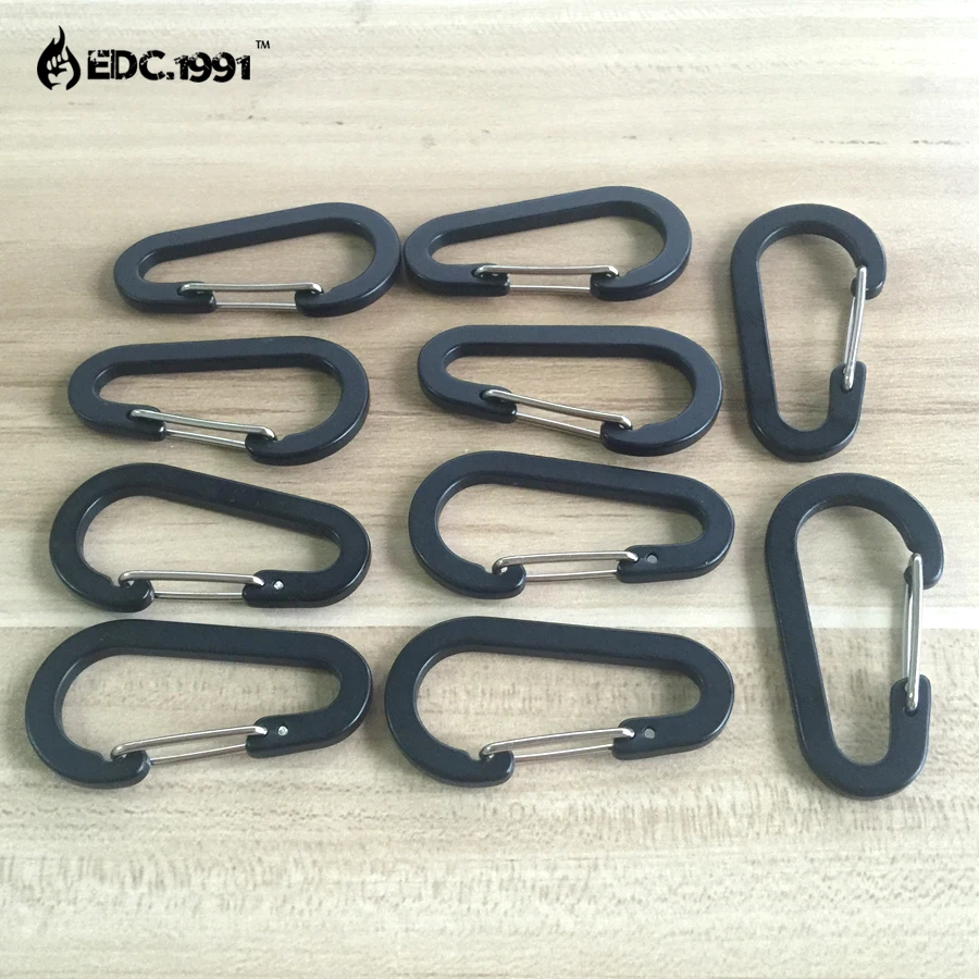 

50 pcs 6cm Outdoor Camping Climbing Carabiner D Shape Mountaineering Buckle Fast Hang Mini Buckle Hook Aluminum Alloy black EDC