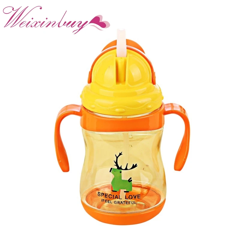 

Portable Baby Children Drink Bottle Drinking Straw Spout Cup With Handles