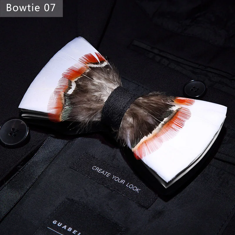 Bowtie 07 JEMYGINS, дизайн, галстук-бабочка, перо, бант, изысканная ручная работа, Мужская брошь для галстука-бабочки, деревянная булавка, подарочный набор, Свадебная вечеринка - Цвет: Bowtie 07