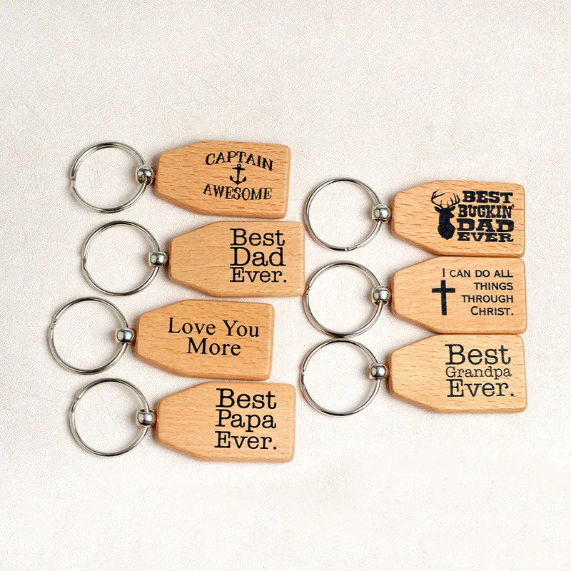 

The New Amazon Burst Jewelry Wooden Best papa / Dad / Grandpa Ever Key Chain Father Gift