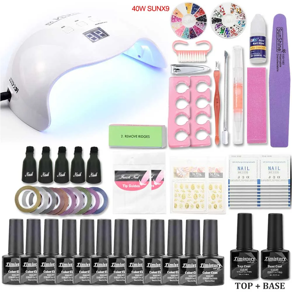 

Nail Gel Polish Nail Set Kit with UV Led Lamp 40W/36W Manicure Set Manicure Tool Kit 12 Color Art Nail Gel Set