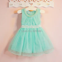 Новое летнее платье с жемчугом для девочек детская одежда принцессы с бантом кружевное праздничное платье для девочек детское благородное платье Эльзы высокое качество, синий