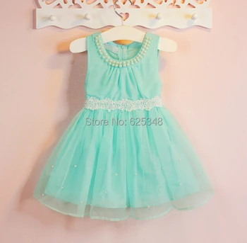 

Summer New pearls girls dress,bow princess Children Clothes lace girl party dress,kids noble fairy Elsa dress high quality blue