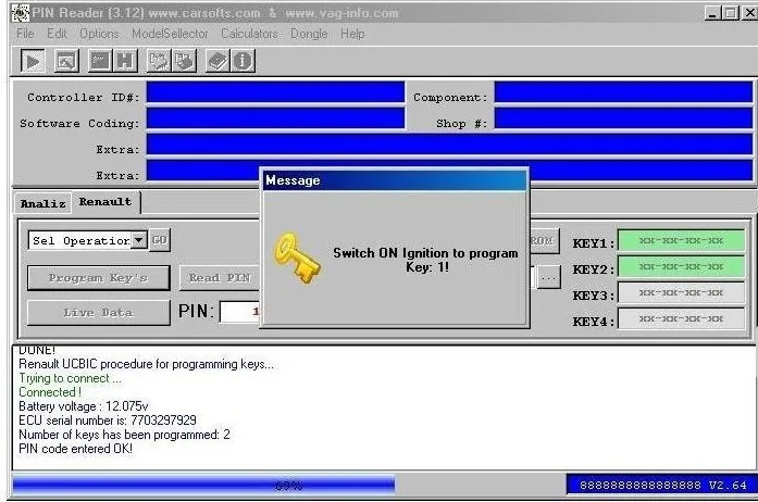 OBD2 автоматический ключ программист для Renault Иммобилайзер Pin-код чтение программирование ключей Поддержка K-Line 1999-2003