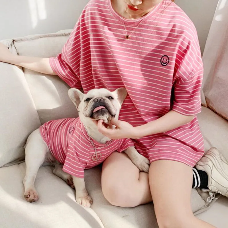 

2019 Summer Pet T-shirt Clothes for French Bulldog Chihuahua Clothes Cute Hoodies Dog Pet Parent-child Costume Pug Tshirt