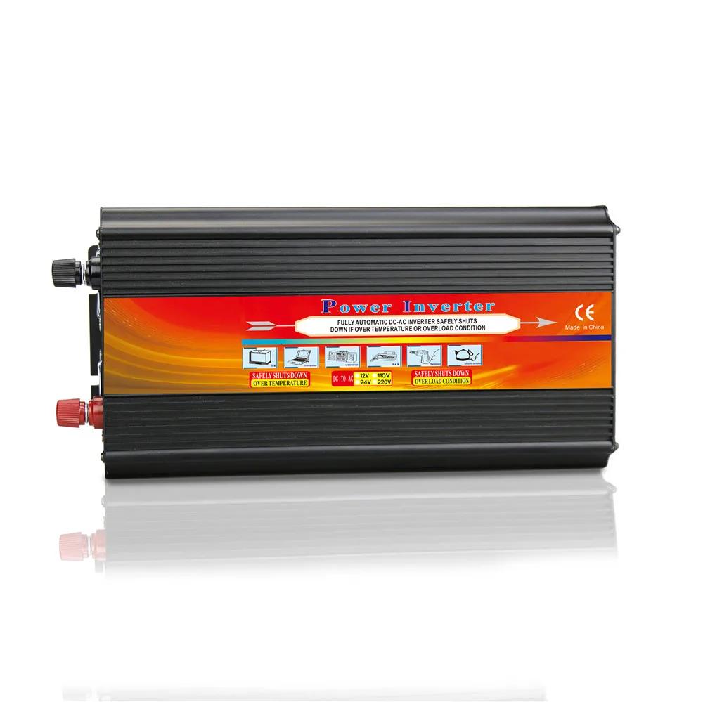 

2000W Solar photovoltaic Inverter DC 12V 24V TO AC 110V 220V car Travel Power Supply Control 2 universal socket LCD Display