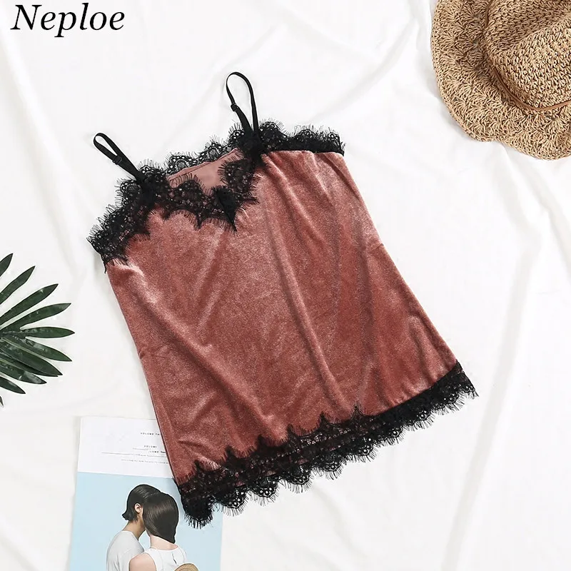 Neploe 2019 Весна Дамы Кружева Сращивание жгут свободные v-образным вырезом короткие