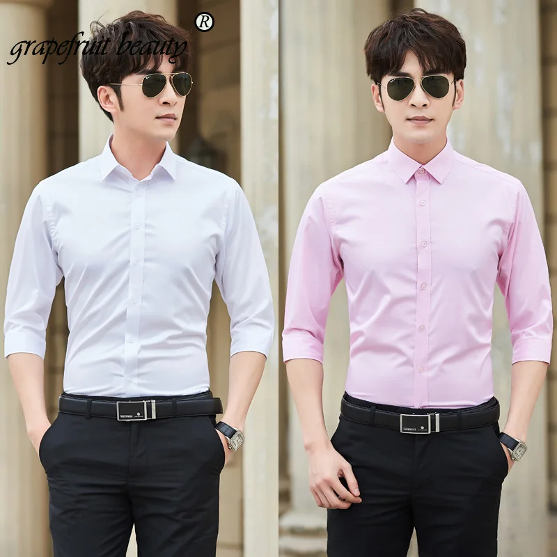 

M-5XL plus Size New blouse Men Breathable leisure shirt Shirts half Sleeve blouse for younger Summer 2019 Business social