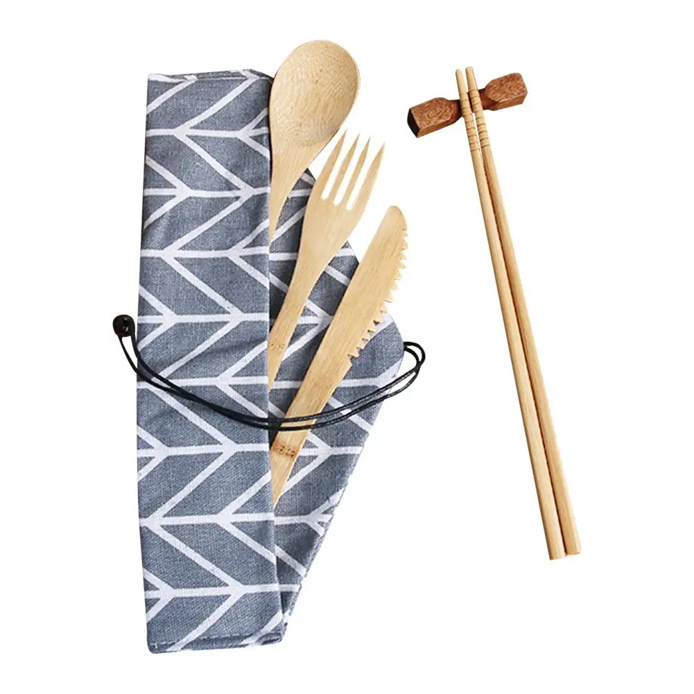 

Japanese Cutlery Set Reusable Bamboo Flatware Spoon Chopsticks Fork Tableware Accessories Kit Travel Utensils With Storage Bags