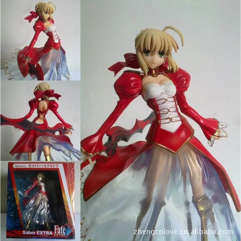 

High Quality!!! Japanese Amine Fate/stay Night red Saber Lily 23cm PVC Action Figure Model Toys Gift