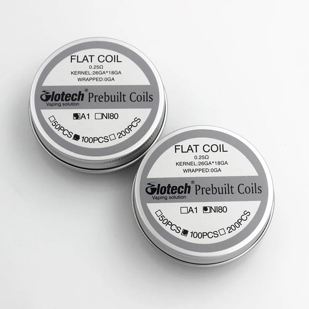 

Glotech 100pcs Flat Coil Premade Coils A1 Ni80 Heating wire Prebuilt Coil for RDA RBA RTA Atomizer DIY Vaporizer Coils Building