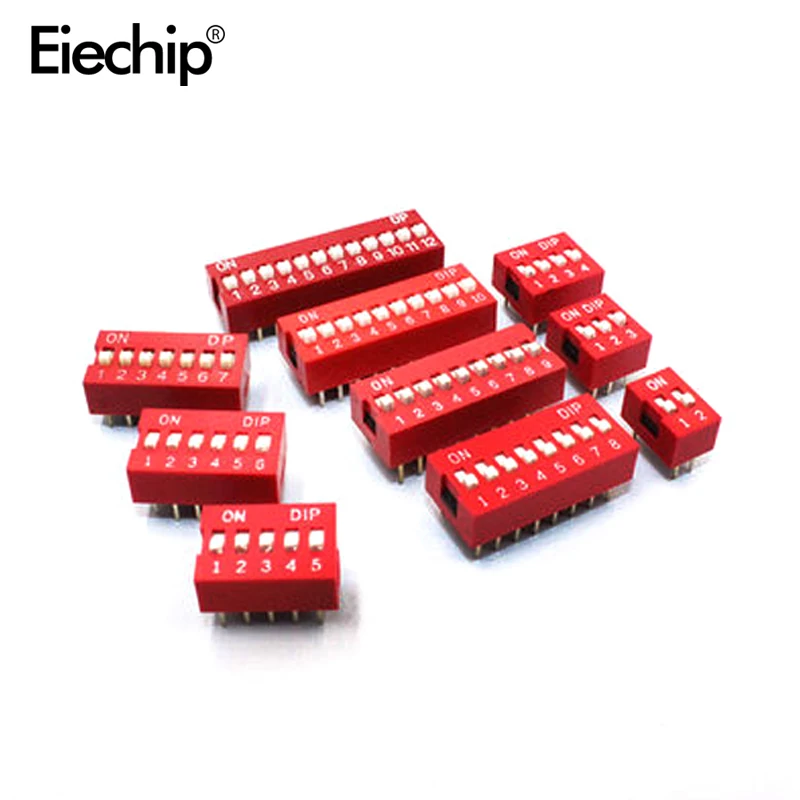 

H026 10pcs DIP Switch Slide Type Red 2.54mm Pitch 2 Row DIP Toggle switches 2p 3p 4p 5p 6p 8p 10p Free Shipping