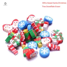 35 шт./упак. Мини Kawaii с изображением Санта-Клауса; Рождественская елка со снежинками и школьные принадлежности ластик стирательная резинка для детей