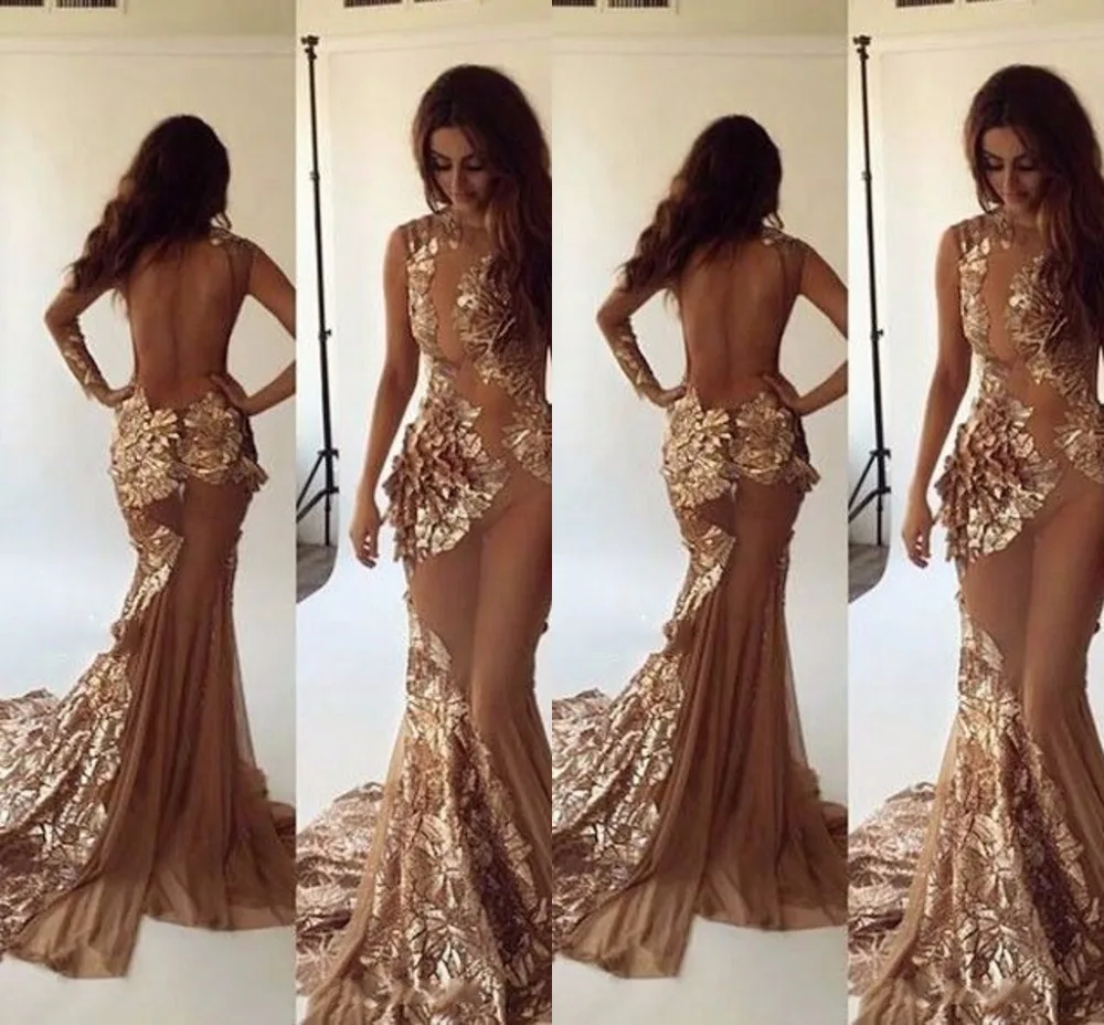 Backless see through dress