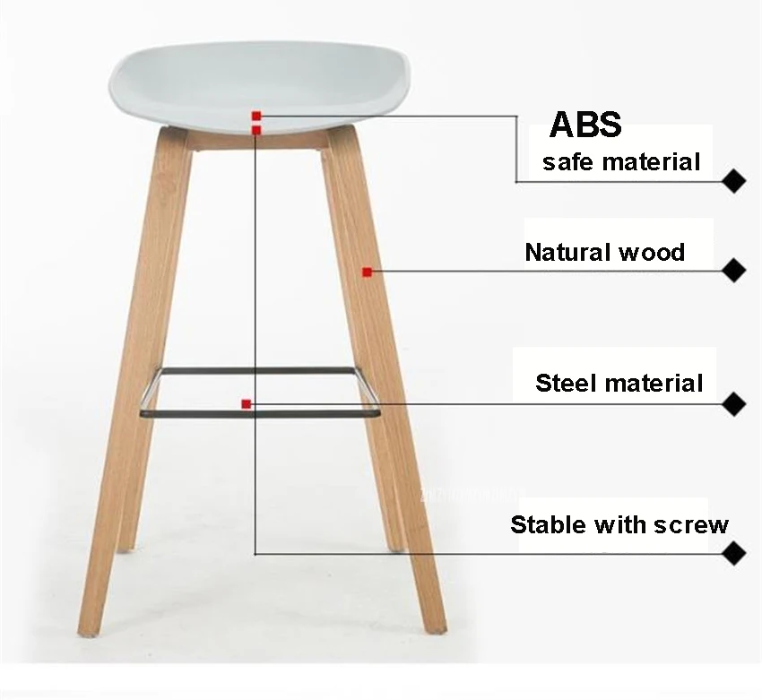 1 шт. минималистский современный цельно деревянный барный стул с ABS счетчик барный стул Северной ветра модные креативные популярные фурнитура стул 65 мм/75 см