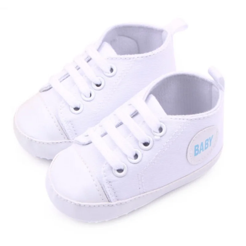 Тканевые Кроссовки для новорожденных детей 0-12 месяцев; мягкая подошва для маленьких мальчиков и девочек; обувь для малышей; 12 цветов - Цвет: Белый