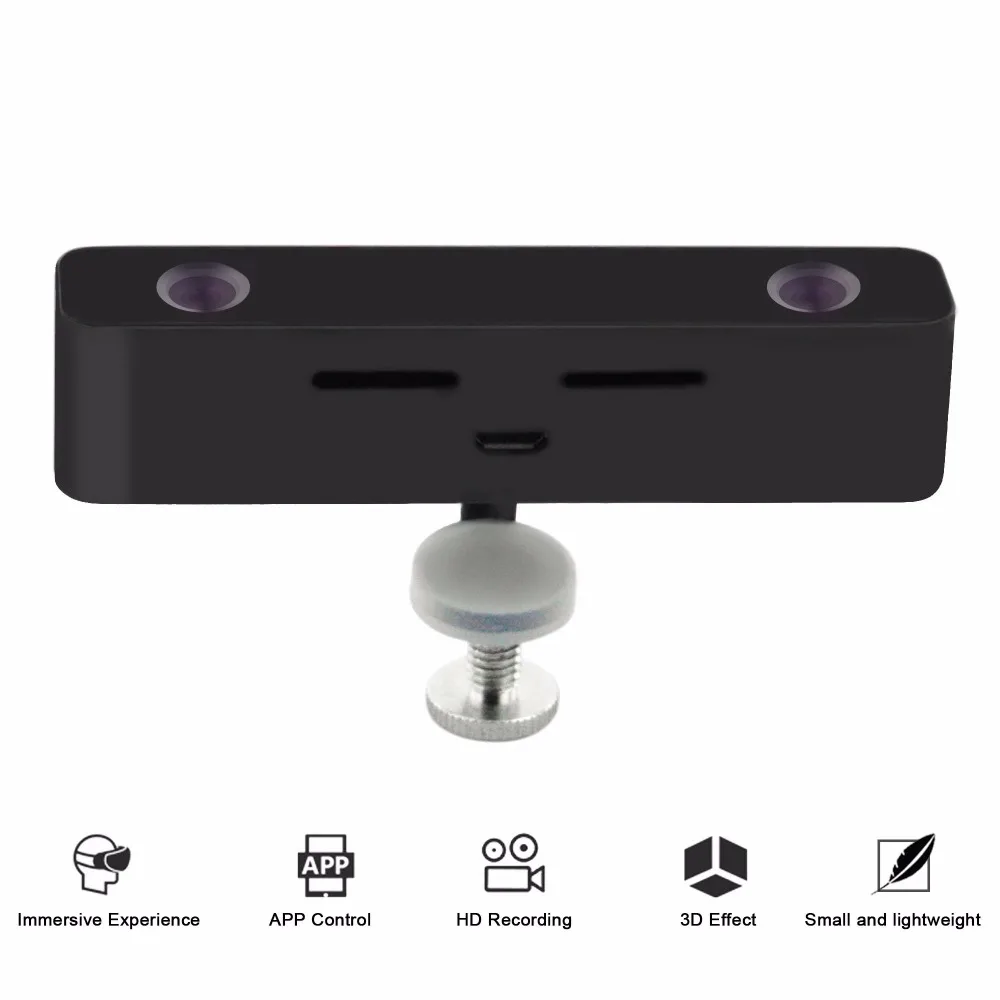 Kopen Zwart wit roze zilver vier kleuren optioneel android mobiele telefoon gratis app ondersteuning dual lens VR stereo 3D video camera