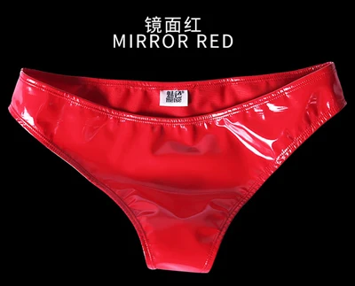 mirror red Сексуальное нижнее белье из ПВХ и латекса ярких цветов, женские стринги и стринги, женское нижнее белье, стринги с Т-образной спинкой, трусики-танга, Bragas - Цвет: mirror red