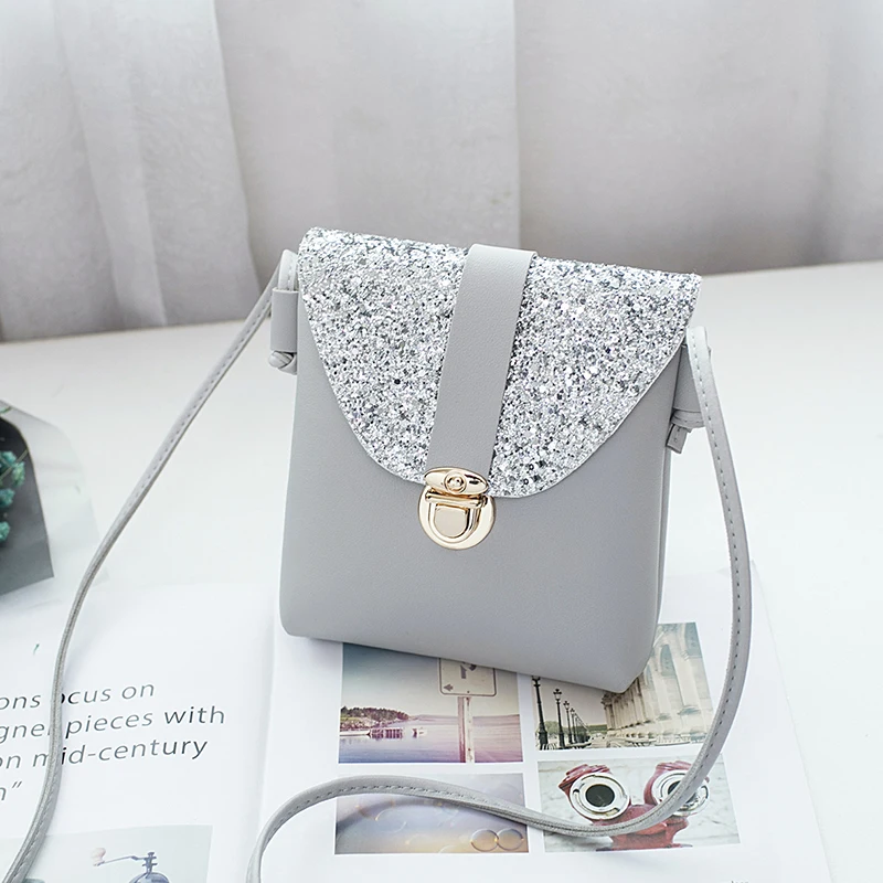 women small bling bling shoulder bag lady’s mini cute solid color Glossy handbag cover opening bag cross body bolsas feminina
