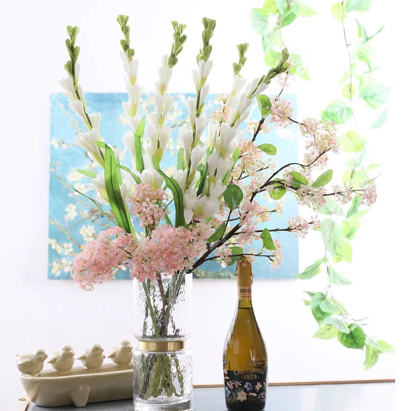 9 head Tuberose bouquet Artificial flowers silk+plastic flores fake