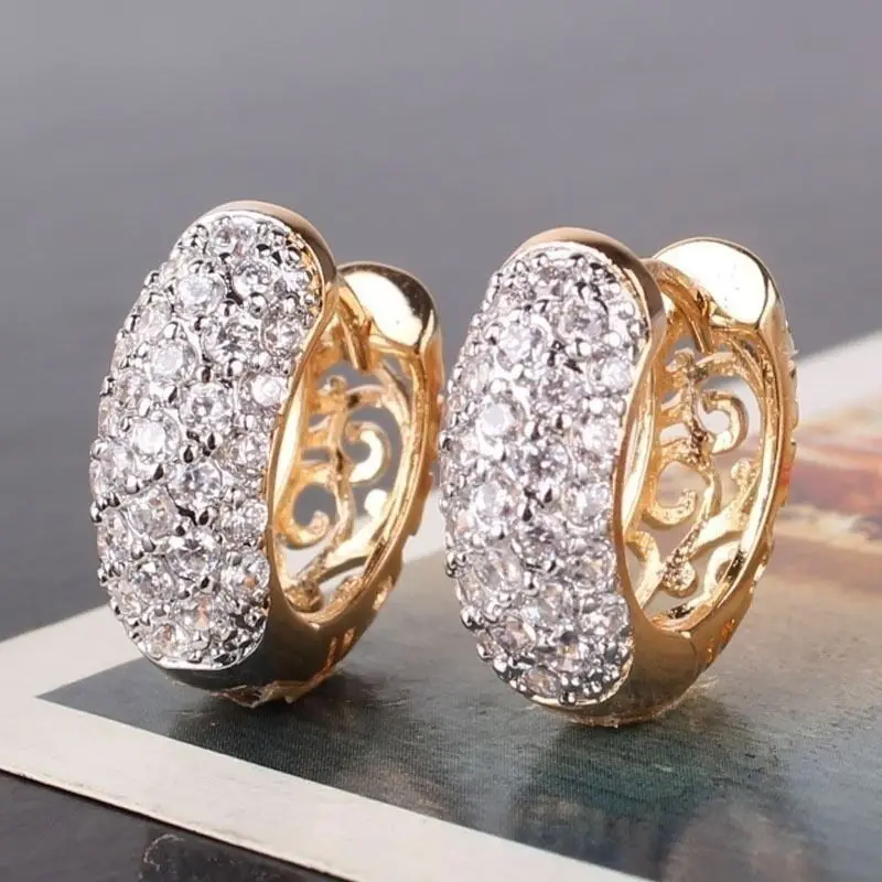 

Elegant Gold Zircon Hoop Earrings for Women Fashion Jewelry Wedding Earring Statement Brincos Engagement CZ Earings Accessories