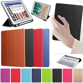 

Smart Case for New iPad 6th 9.7 2018 Tablet Magnetic Folding PU Leather Funda Cover With Pencil Holder For Model A1893 A1954