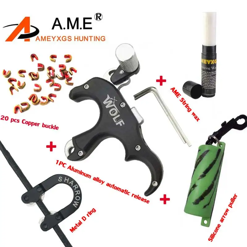 3 Fingers Release Set Automatic Aluminum Alloy Compound Bow Archery Copper Buckle Arrow Puller