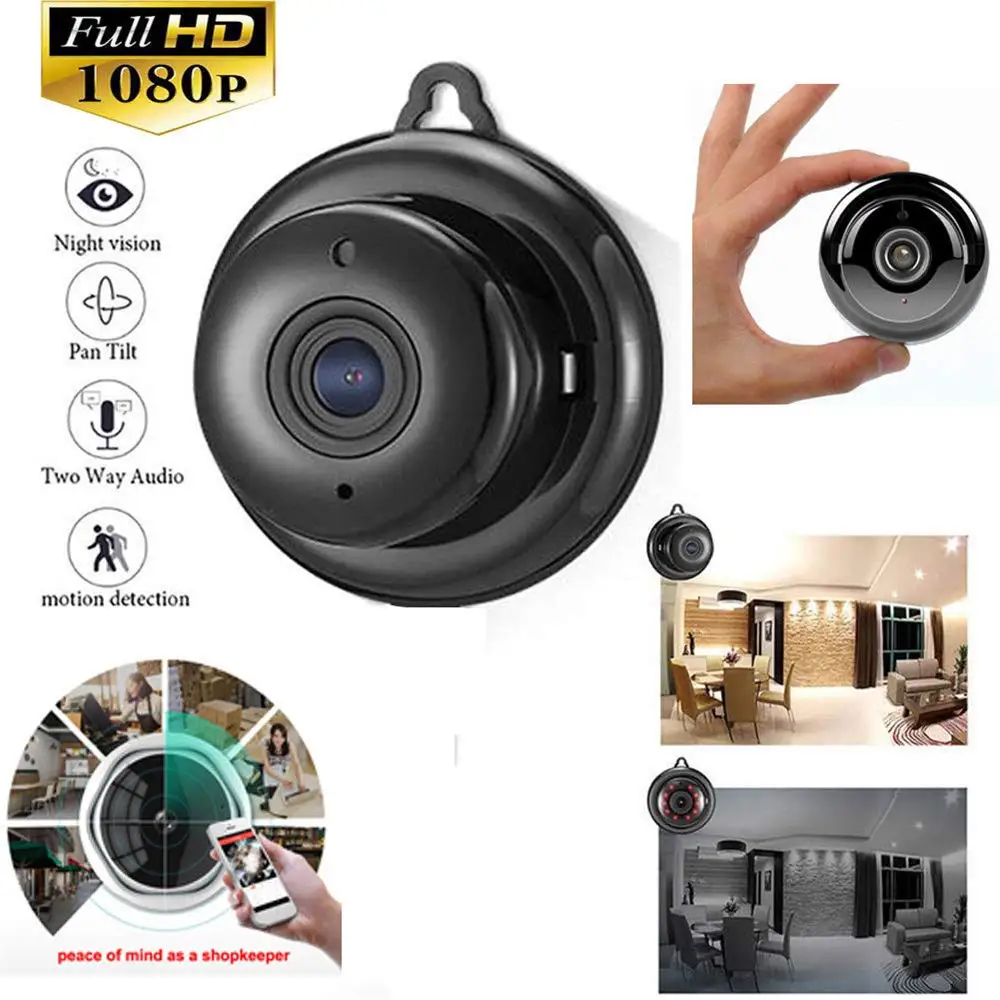 

Mini Camera Wireless 1080p WIFI Infrared Night Vision IP Camara Two-way Voice Motion Detection Small Portable Nanny cam hidden