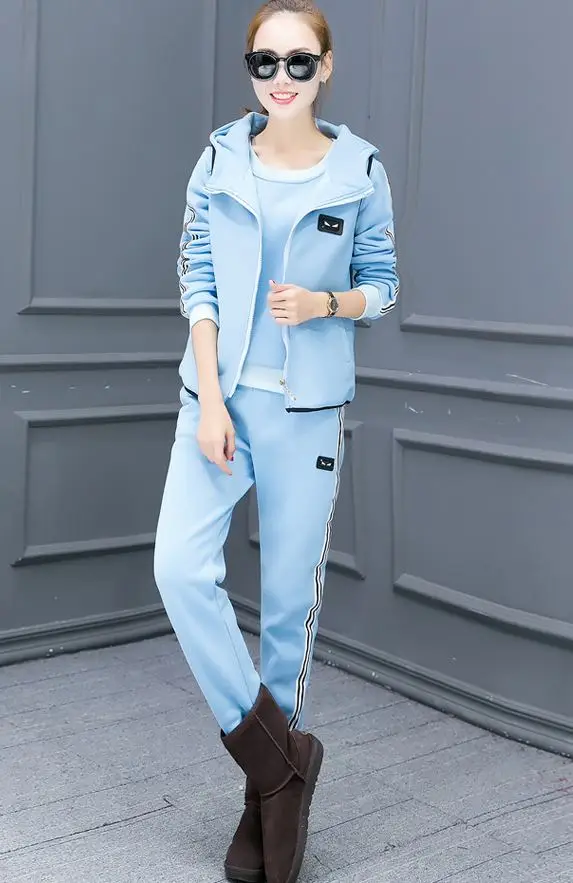 

Winter Lady Hoodies Vest Pants Warm Outfit New Women'S Leisure Tracksuit Long-Sleeved Top Velvet Three-Piece Suit Plus Size Set