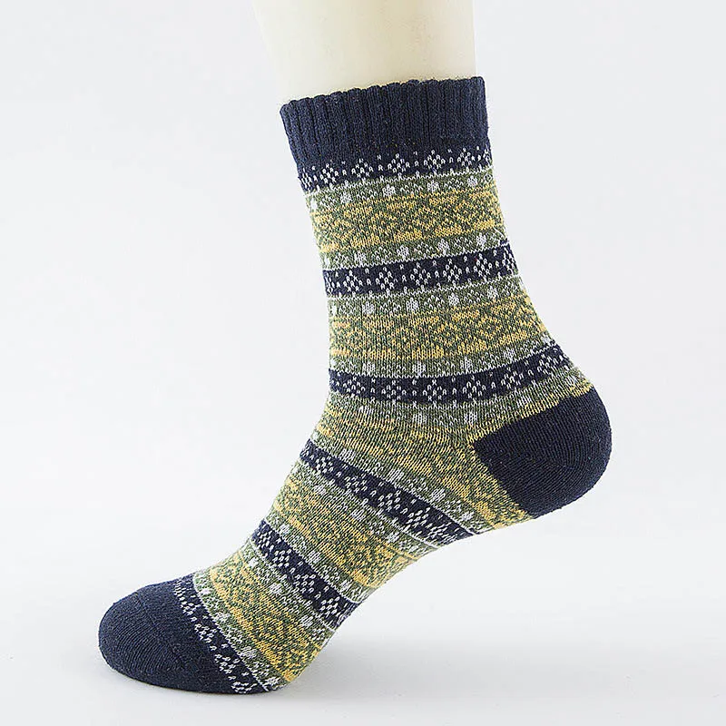 Носки в полоску, модные повседневные мужские теплые носки, Calcetines Hombre, шерстяные зимние мужские толстые носки - Цвет: 18