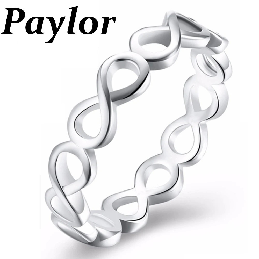 

Paylor 2019 New Fashion Infinity Ring Silver-Color 8 Shape Love Ring Stackable Ring for Women Wedding Jewelry