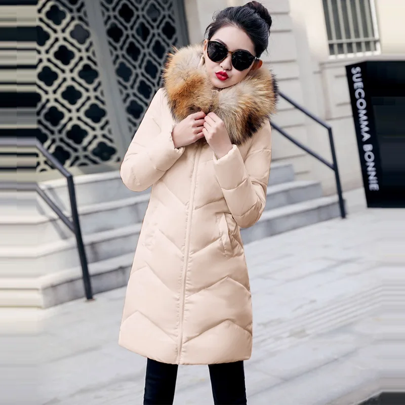 

Womens Winter Jackets and Coats 2019 Parkas for women black/red Wadded Jackets warm Outwear With Hood Large Faux Fur Collar 3xl