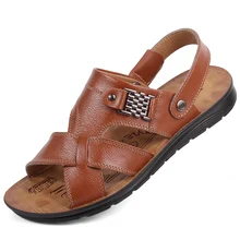 Мужская Летняя обувь; пляжная обувь; модные кожаные сандалии; Новинка; удобная обувь; большие размеры 39-48; DD235